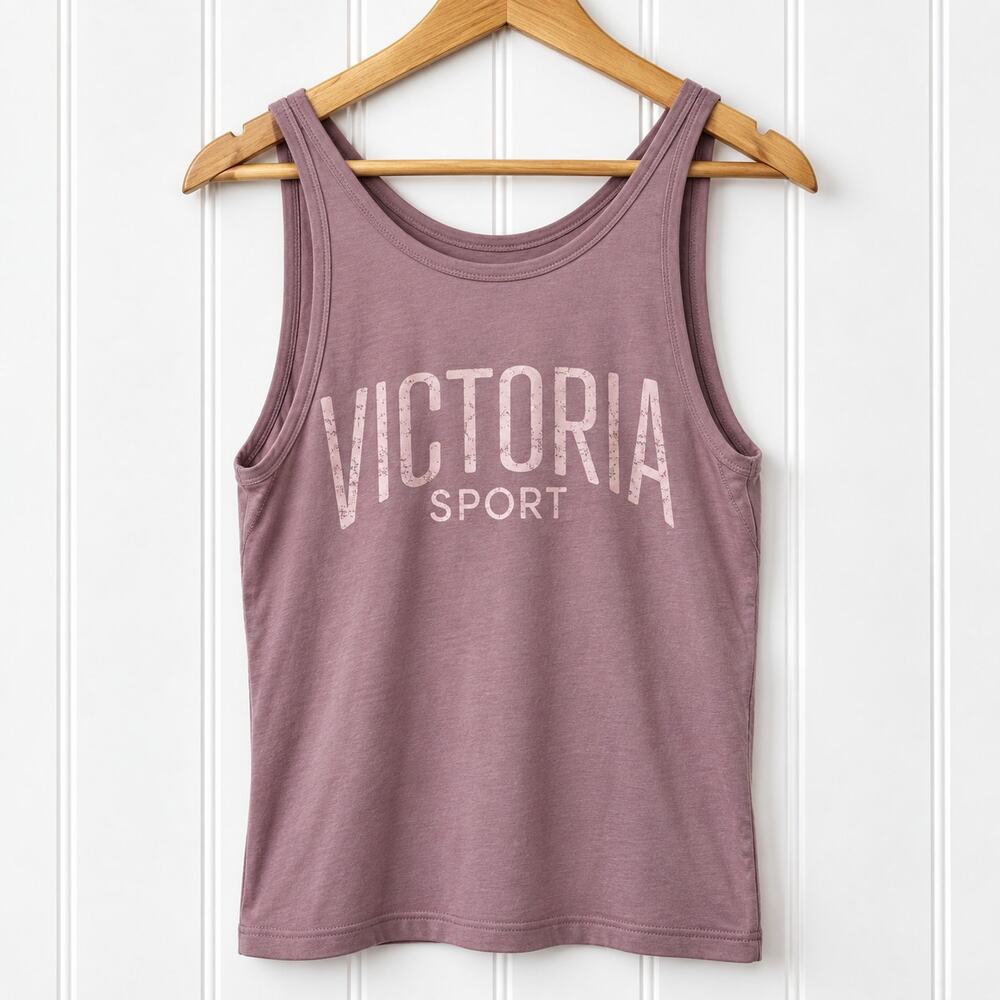 Victorias Secret Sport Tank Top Womens S Mauve Logo Scoop Back Activewear